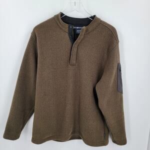 ExOfficio Pullover Mens Large Green Black Quarter Snap Zip Sleeve Pocket